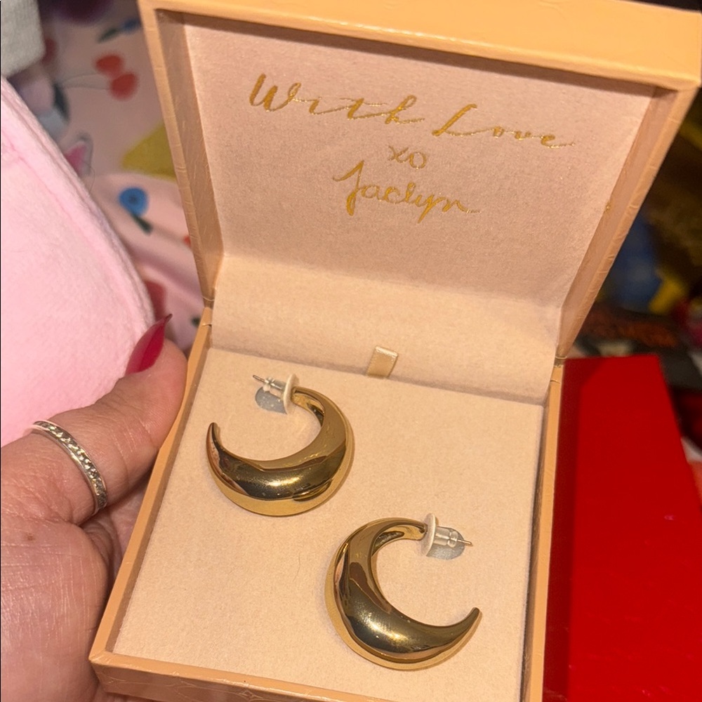 Jaclyn Roxanne Half Moon Earrings - Gold